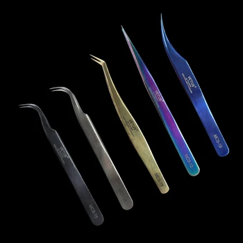

MCS Tweezer Stainless Steel Makeup Tools Straight Curved Eyelashes Tweezers Eyelashes Extension Tools
