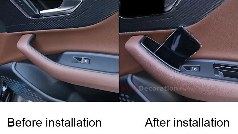 Best New !!! 16 18 Accessories Plastic Car Interior Side Door Storage Box Holder With the mat Fit for Audi Q7 2016 2017 2018
