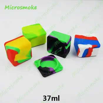 

Square Shape 37ml Silicone Jar Bho Oil Container Silicone Dab Wax Storage Jar concentrates Dab Wax Vaporizer Oil Container