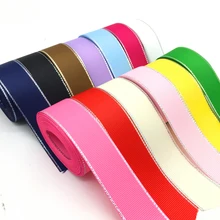 Cinta de decoración para Bodas de 5 yardas de 1 pulgada (25mm) grosgrain con borde metálico plateado cinta de envoltura para regalo lazos para el pelo DIY cinta de Navidad