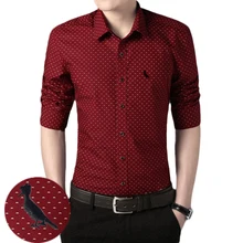 DUDALINA 2017 New Arrival Camisa Reserved Slim Fit Shirts long-Sleeved Shirt Polka Dot Casual Dress Shirts plus SIZE M-5XL
