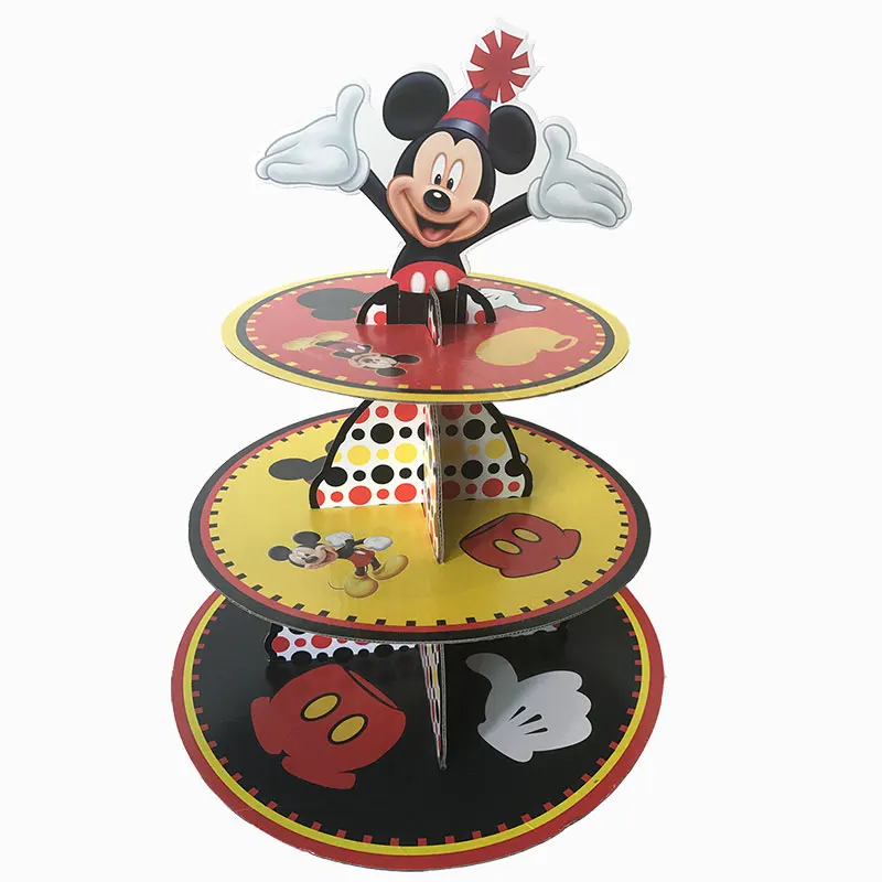 Микки Маус, подставка для кексов, 24 шт., обертка для кексов, детские принадлежности для вечеринки на день рождения, вечерние украшения для кексов - Цвет: mickey stand