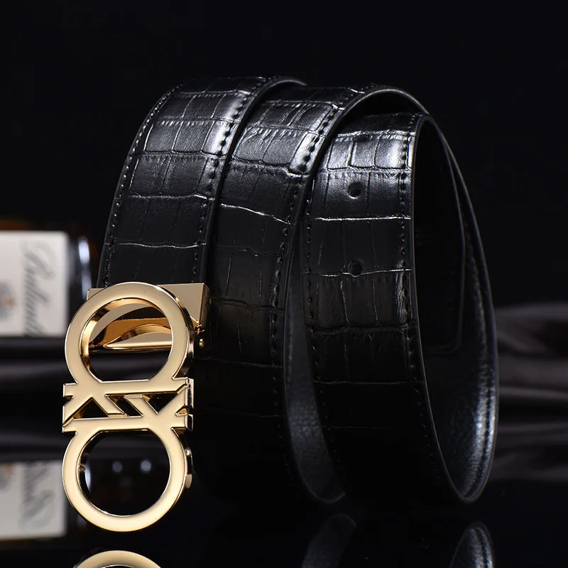 Business Elite Belt Buckles for Men Youth You Leather Leisure Buckle Belt Two Round Trend