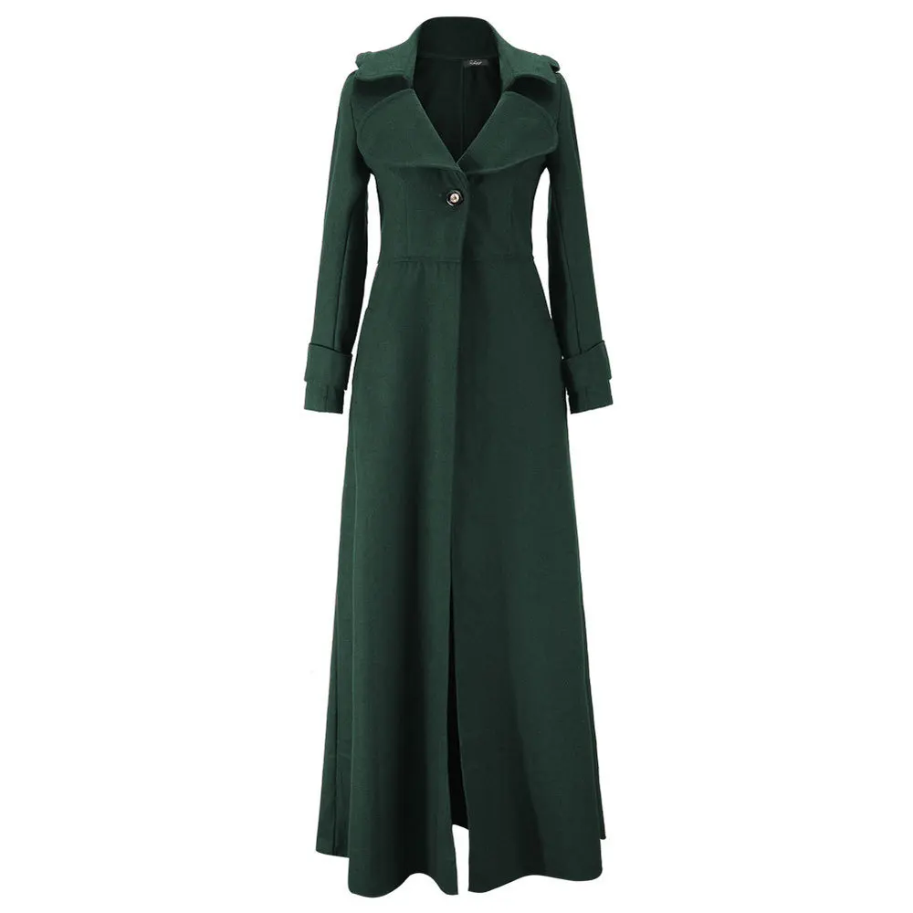 Пальто женское Европа стиль осень / зима женщины зимнее пальто новые высокого класса Высокое качество шерстяные кашемировые куртку и пальто - Цвет: Зеленый
