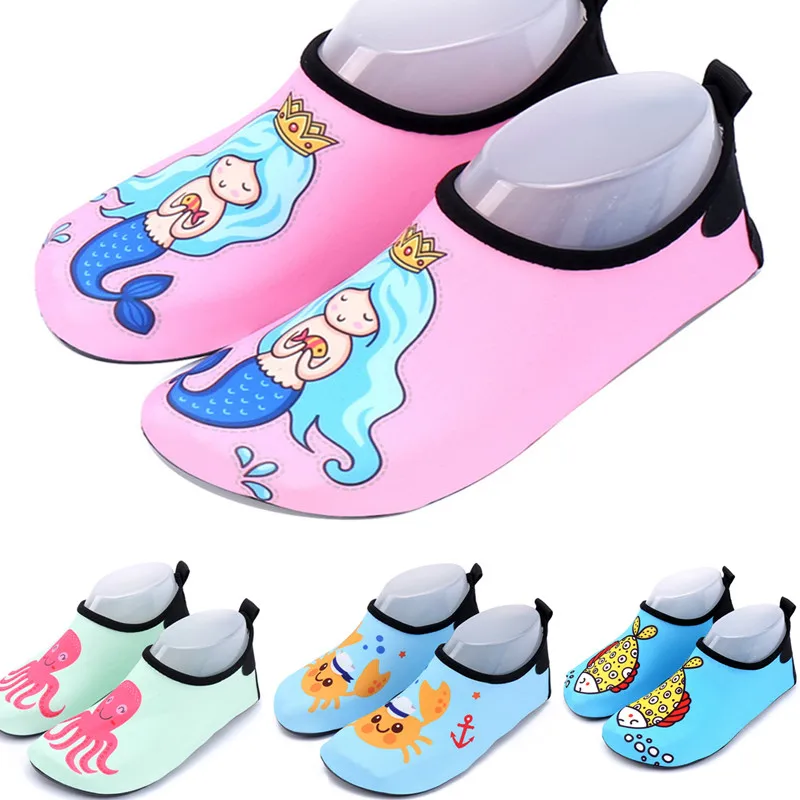 

2018 water shoes for kids print animals mermaid Children Swimm Diving Socks slippers Outdoor Water Non-Slip beach Shoes sneakers
