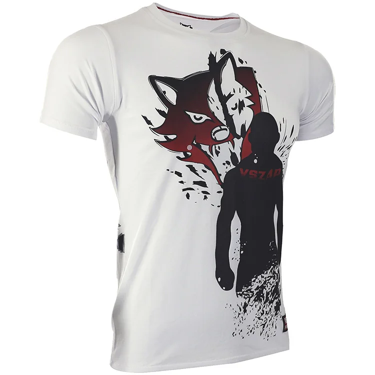 VSZAP Мужская футболка с короткими рукавами mma muay Thai футболка эластичность водопоглощение Быстросохнущий волк с короткими рукавами футболка