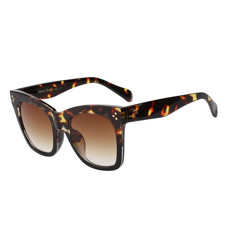 fashion square солнцезащитные очки женщины cat eye люксовый бренд большие черные солнцезащитные очки зеркало оттенки óculos lunette femme - Цвет линз: Brown leopard