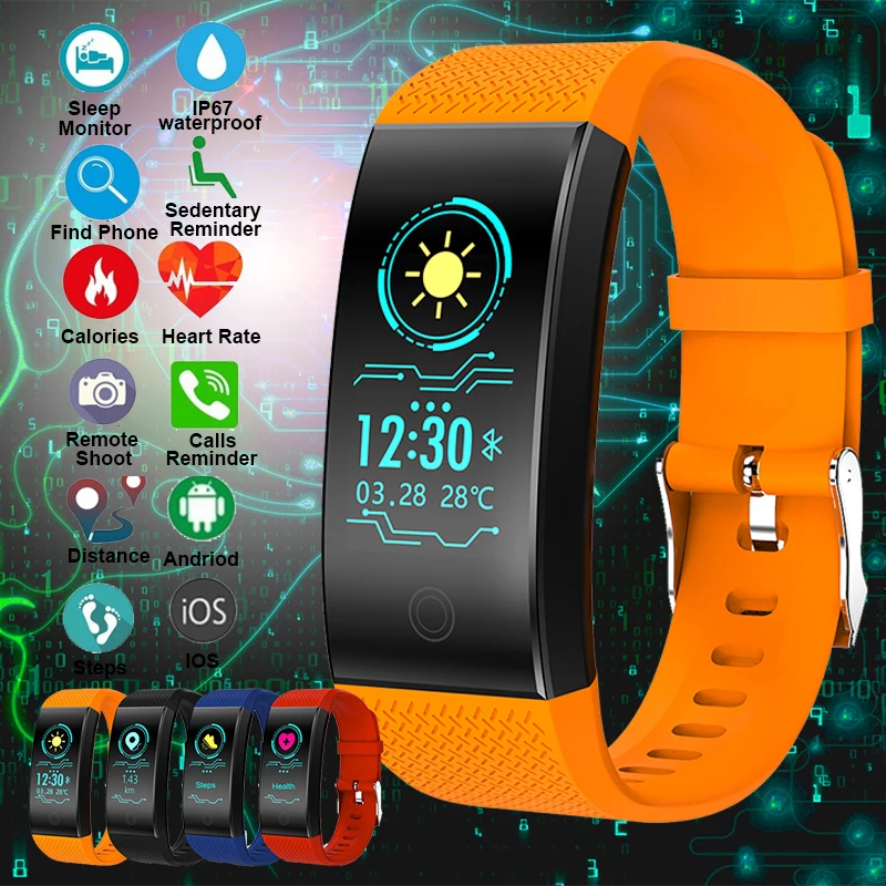 

Simple Multi-function QW18 Blood Pressure Heart Rate Sensor Fitness Tracker Sports Pedometer SmartBand for Xiaomi Samsung