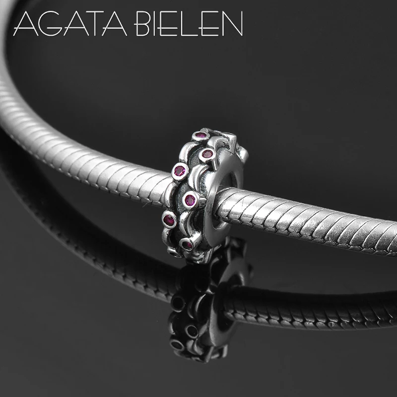 

Pink CZ 925 Sterling Silver Silicone Stopper Beads Fit Original Pandora Charm Bracelet DIY Jewelry making for women