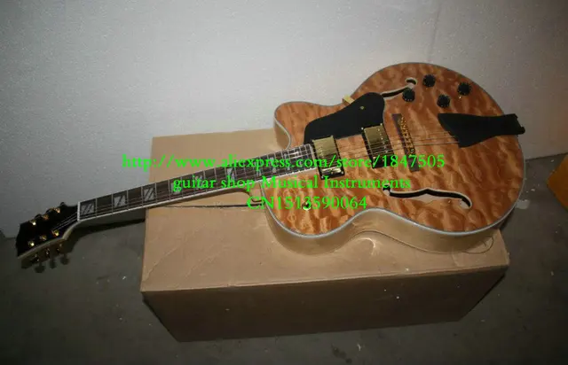 Cheap Classic custom style JAZZ Electric Guitar Custom hollow jazz Guitar in Natural color Metal Music