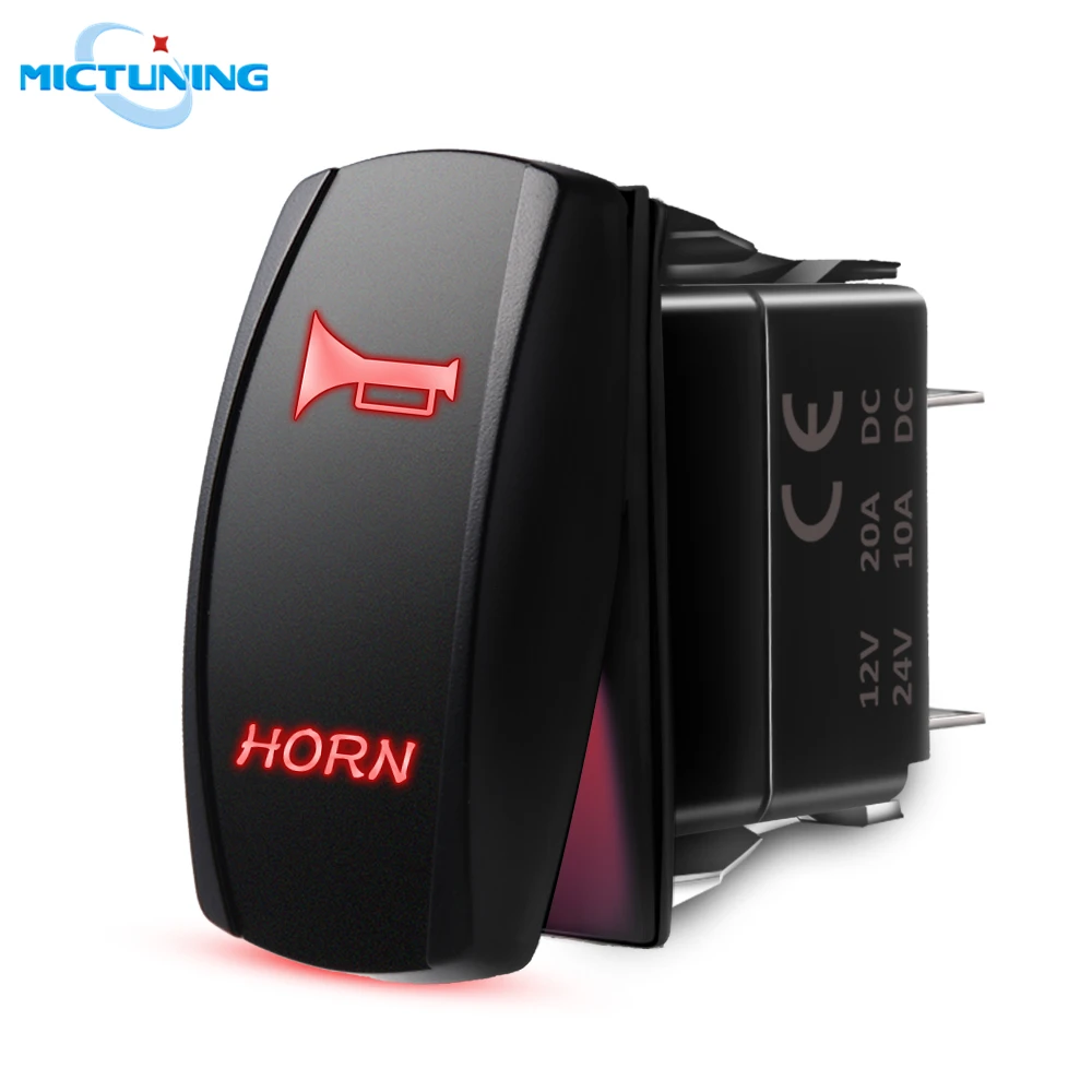 

MICTUNING 5Pin High Quality Car SPST Toggle Switch w/ Red On-Off Laser HORN Auto Rocker Switch for Nissan for Renault Waterproof