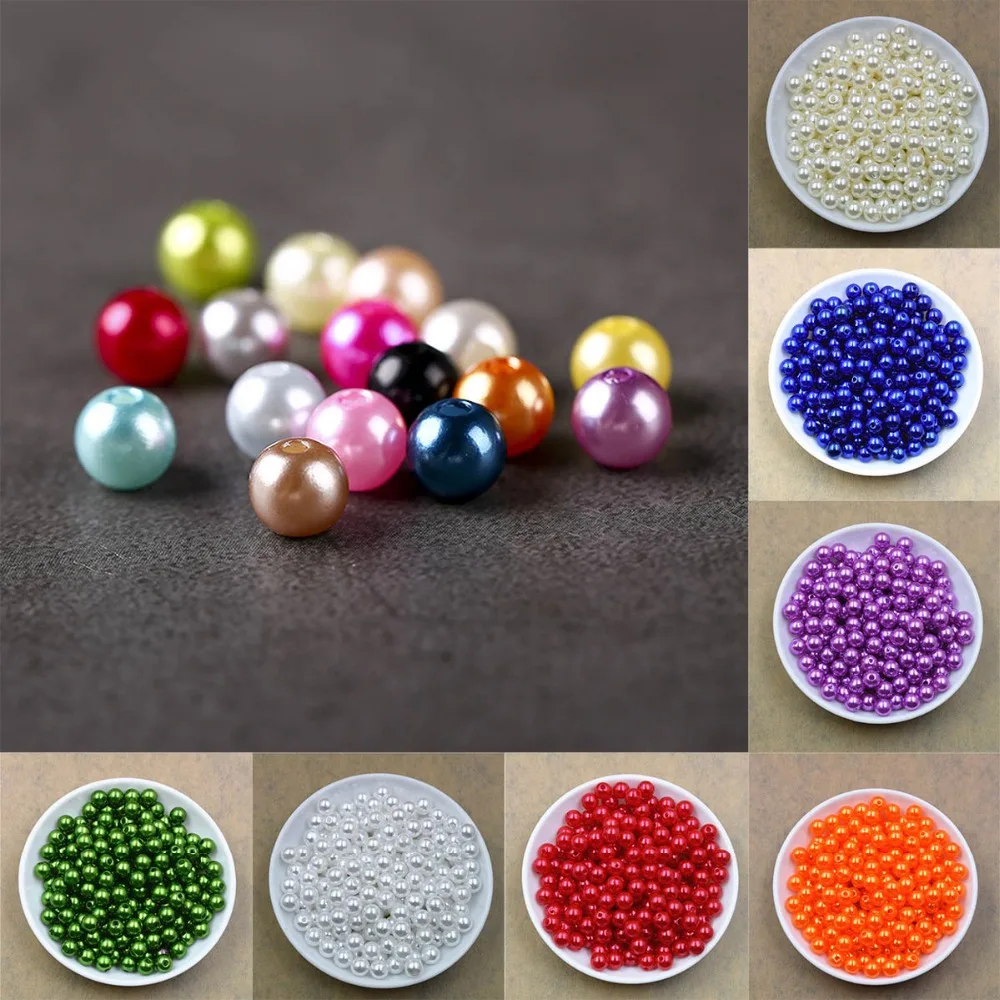 

300Pcs Colorful Round Pearl Beads 6mm For Jewellery Marking Diy Loose Spacer Beads Bracelet Necklace Charm Jewelry Finding