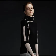 100 кашемировый свитер женский черный пуловер Водолазка однотонная натуральная ткань Высокое качество