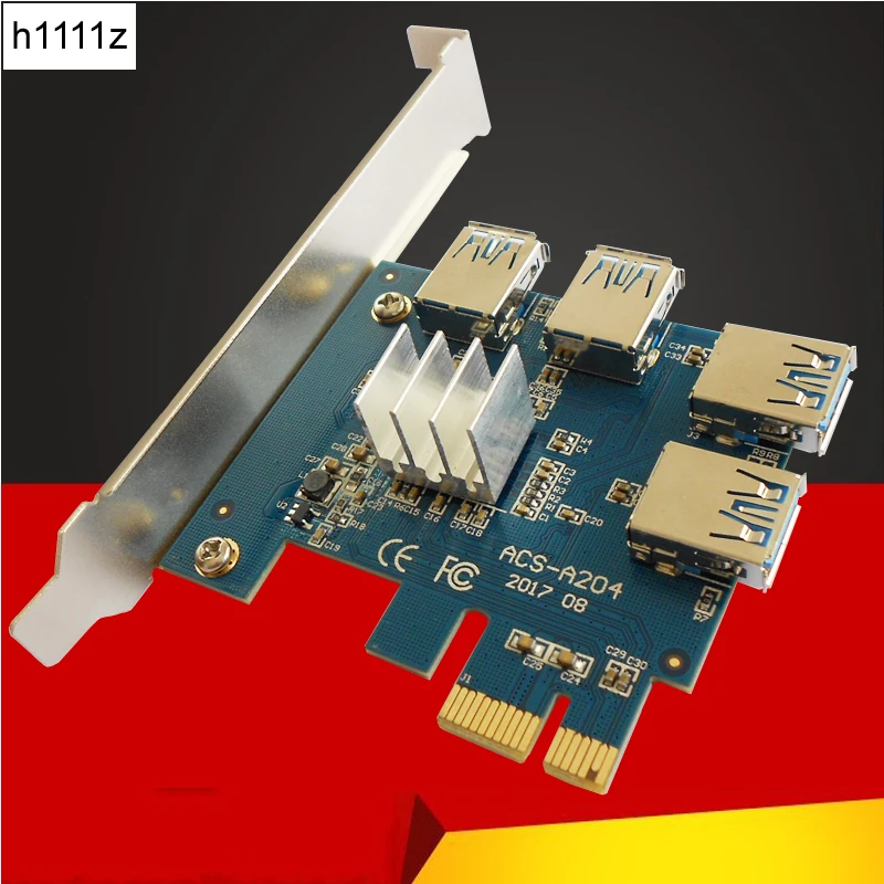 USB 3.0 PCI E 1X to 4 16X слот Райзер карта PCIE адаптер от 1 до порт множитель для майнинга