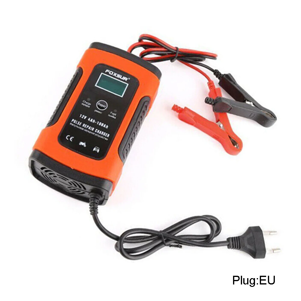

6A Smart Safe 3 Stages LCD Display Battery Charger Full Automatic Car With Plug Motorcycle Automobile Universal 12V Fast