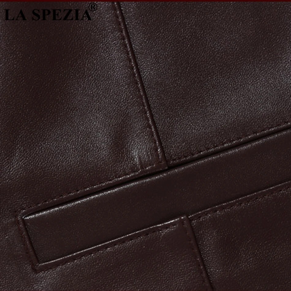 LA SPEZIA Mens Brown Vest Genuine Sheepskin Leather Waistcoat Male Business Luxury Slim Vintage Spring High Quality Gilet 4xl