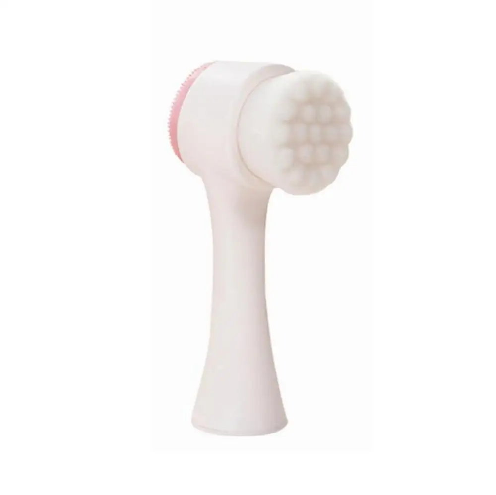 pink knob 4 Pcs Manual 3D Double Head Wash Brush Silicone Face Wash Artifact Cleansing Brush Clean Black PVC Box Makeup Beauty Pink Flat - Color: pink knob