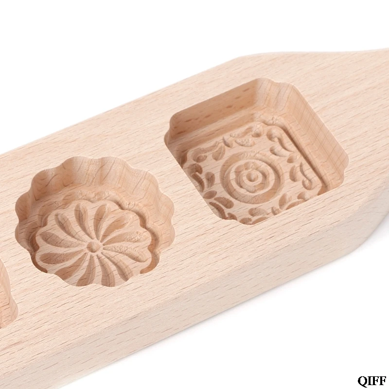 Прямая поставка и оптовая продажа деревянный 4 цветок Маффин Mooncake ручной мыло Плесень бисквитный шоколадный DIY APR29