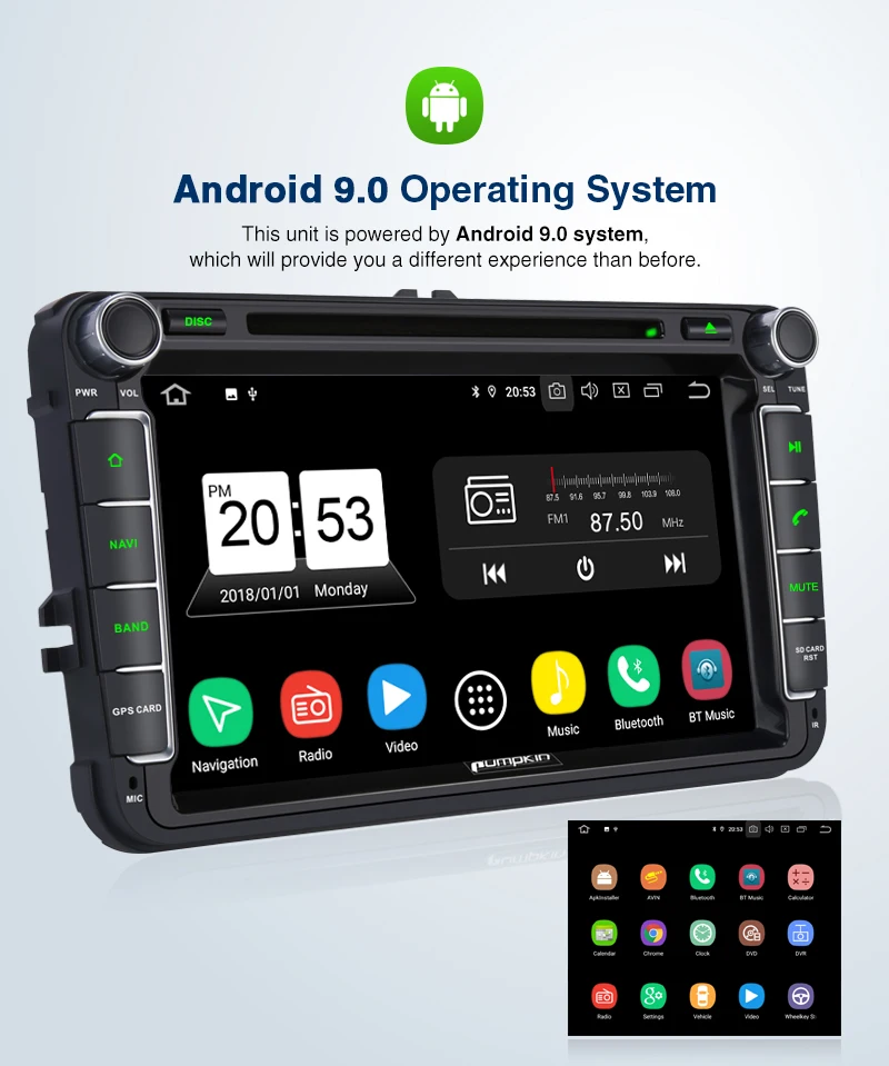 Cheap Pumpkin 2 Din 8"Android 9.0 GPS Autoradio Stereo Car Multimedia Player For Volkswagen/Golf/Skoda 4GB RAM 32GB ROM Wifi OBD2 DAB 4 Cheap Pumpkin 2 Din 8"Android 9.0 GPS Autoradio Stereo Car Multimedia Player For Volkswagen/Golf/Skoda 4GB RAM 32GB ROM Wifi OBD2 DAB 4