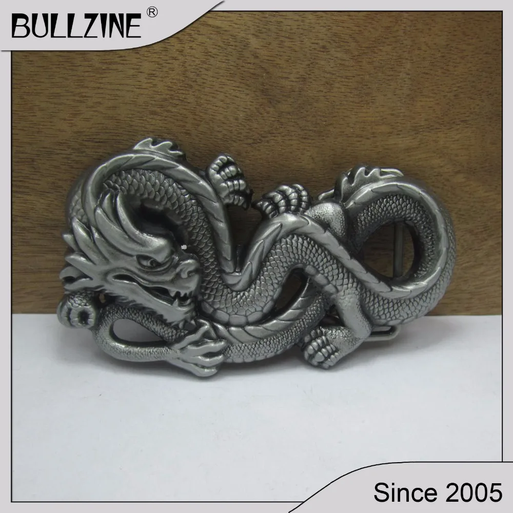 

The Bullzine wholesale dragon belt buckle with pewter finish FP-01867-3 for 4cm width snap on belt
