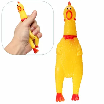 

Squeeze Yellow Screaming Rubber Chicken Pet DogToy Squeaker Stress Relievers Gift Rubber Chicken Toys