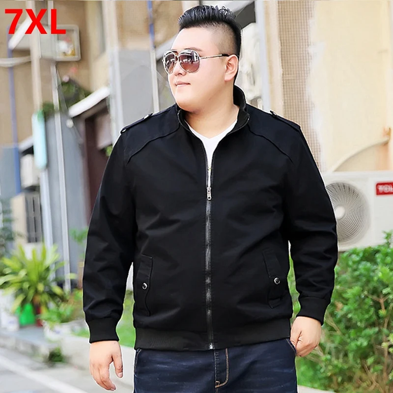 

Spring new large size jacket male plus size jacket thick black coat loose coat 7XL 6XL 5XL 4XL 3XL