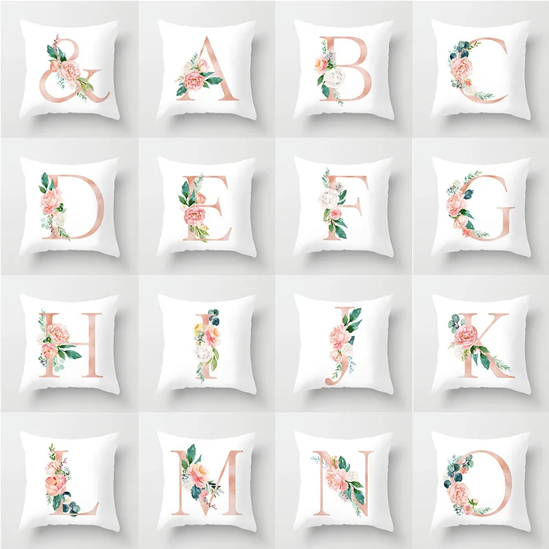 

26 English Letters Cushion Cover Square Sofa Throw Pillowcase DIY Custom Name Alphabet Pattern Pillow Covers Office Home Decor