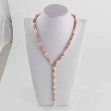 2017 Special Offer New royal blue Jewelry 8-9mm Mix Color Natural Freshwater Pearl Beaded Long Necklace And Bracelet Jewelry Set