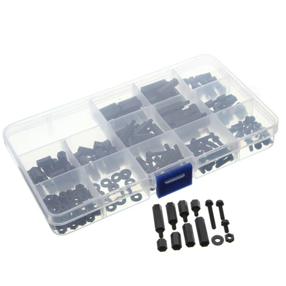 

260pcs M3 Durable Screw Kit Home Hex Spacer Bolts Isolation Column Stand-off Nuts Multi-function Nylon Pillar Portable
