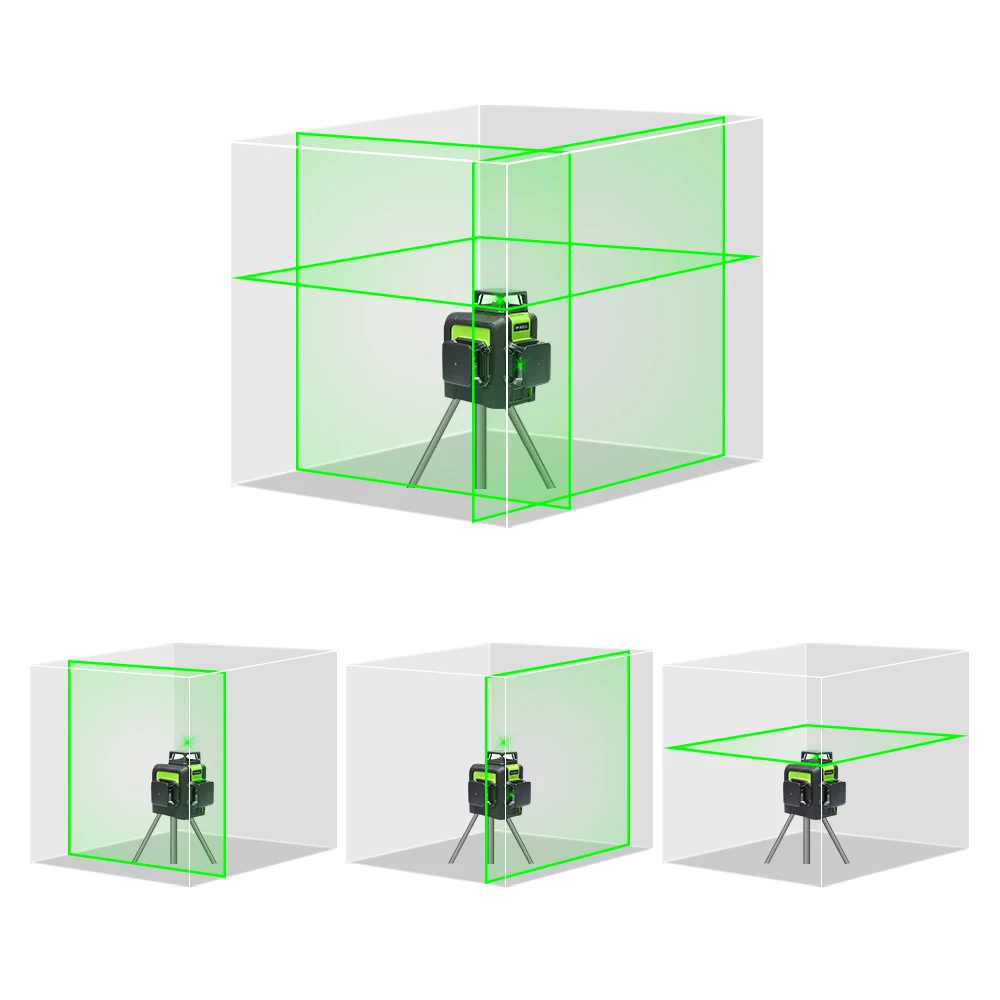 Günstige Huepar 12 Linien 3D Cross Line Laser Level Grün Laser Strahl Selbst Nivellierung 360 Vertikale und Horizontale mit Brille   Laser Empfänger