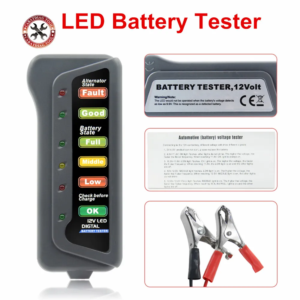 Car Battery Monitor With 3 Led