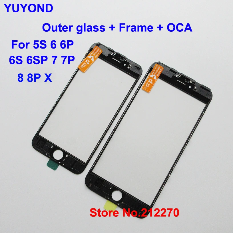 YUYOND 3 в 1 холодное прессование фронтальный Lcd внешнее стекло + рамка OCA для iPhone 5S 6 6S 7