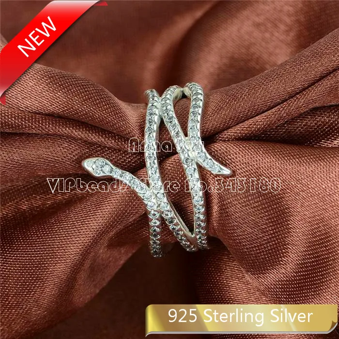 

2015 New 100% 925 Sterling Silver Ring Sparking Snake Animal Ring with Clear Cz Ring Women Jewelry- Size US6,7,8,9-- R037