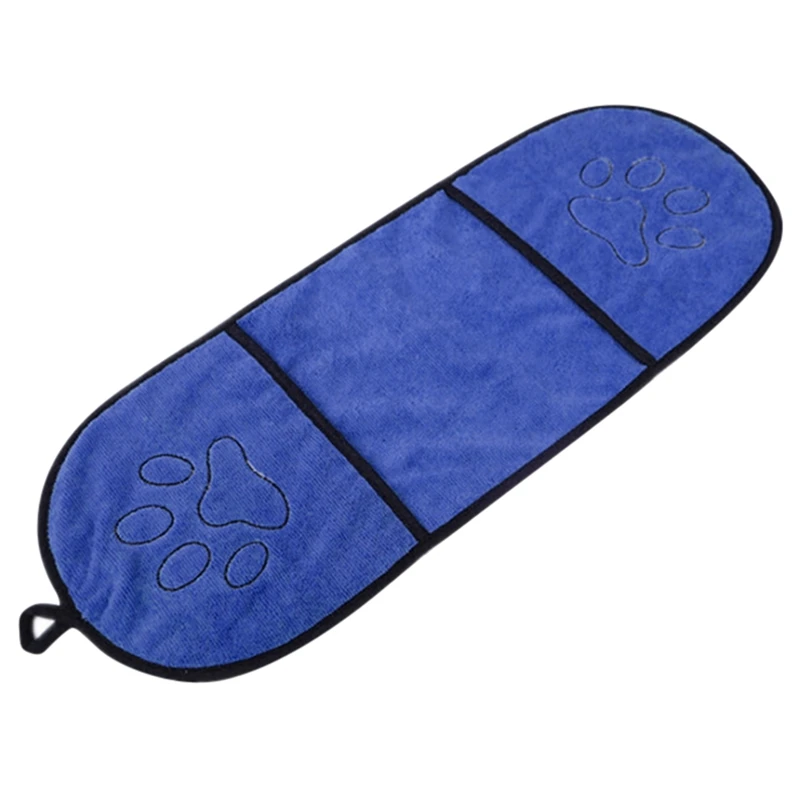 Ванная для собак Полотенце ультра-абсорбирующее микроволокно суперабсорбирующее сушилка для собаки полотенце одеяло с карманом для маленьких средних больших собак - Цвет: Синий