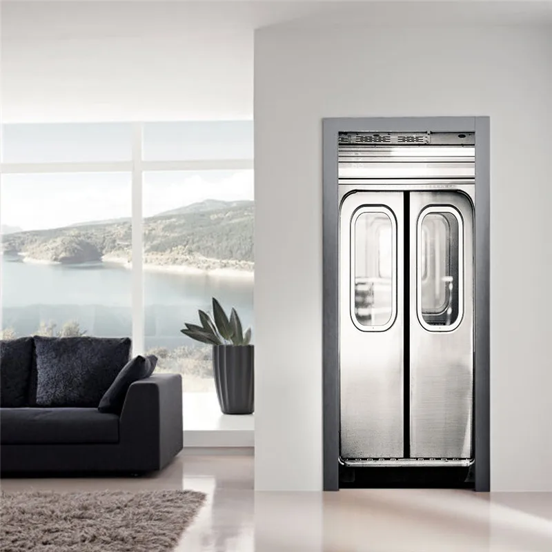

funlife Subway Doors DIY Mural Living Room Bedroom Door Sticker Waterproof Self-adhesive Imitation 3D Wall Sticker Home Decor