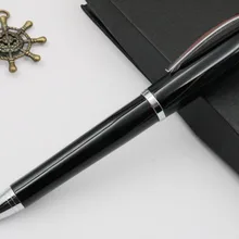 516 черная лакированная Поворотная подарочная ручка Серебряная отделка металлическая шариковая ручка