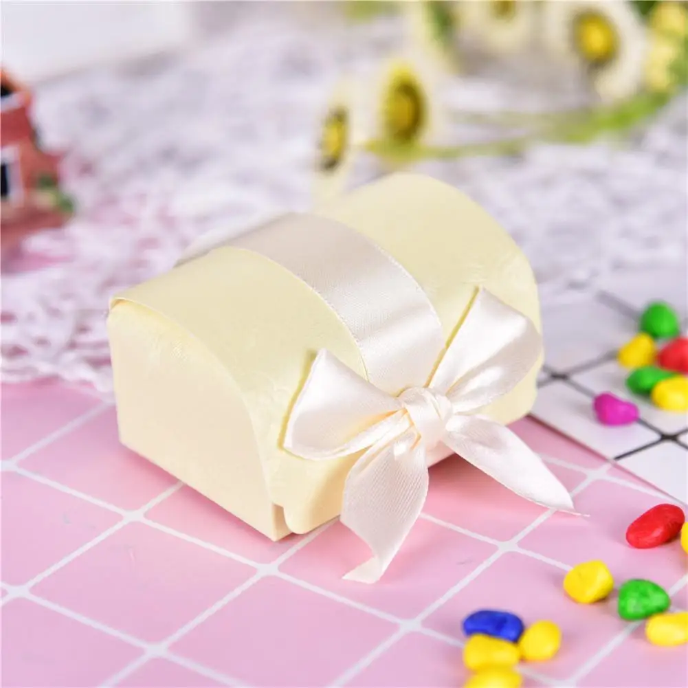12 шт. сундук с сокровищами конфетная коробка с лентой, бумажная Подарочная коробка для свадебного подарка, вечерние принадлежности для детского душа, сувениры для гостей 20E - Color: Yellow