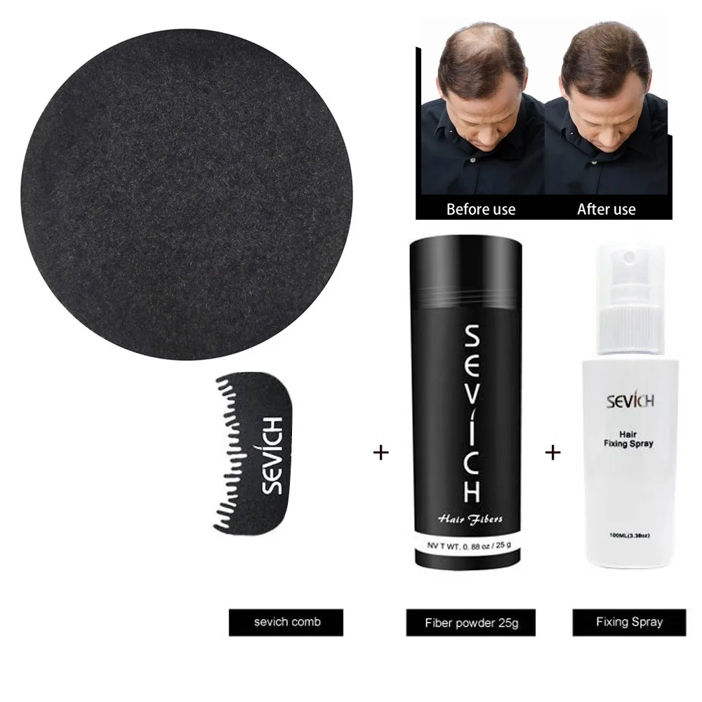

Drop Ship Sevich Hair Fbers 25g Cover Thinning Balding Spots Instant natural colored Keratin protein Hair Styling Water Set Z26