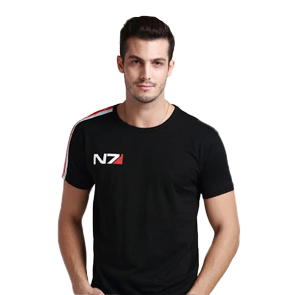 

Mass Effected 3 T-Shirts Game N7 Men Adults Cotton Black Short Sleeve Systems Alliance Military Emblem Tee Shirts Summer Tops