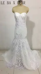LE BA X сочетают в себе вышиты кружевные линии и свадебное платье с аппликацией длинное платье со шлейфом кружево свадебное кружевное платье