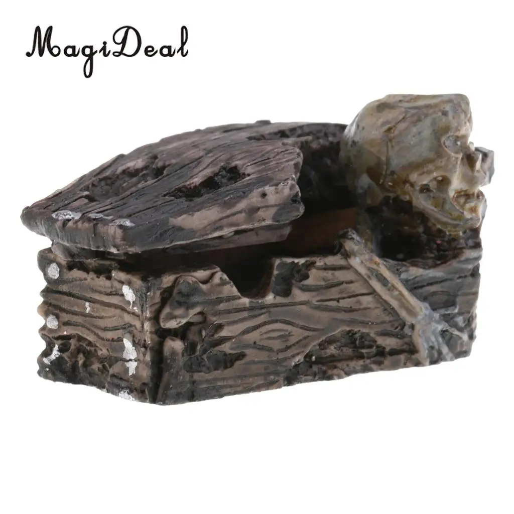 MagiDeal Resin Zombie Miniature Coffin Mummy Figurine Model Craft Sandplay Sand Table Props Garden House Yard Layout Acc