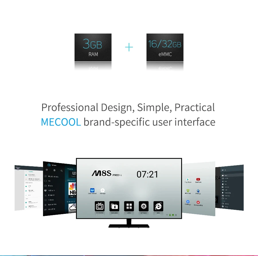 MECOOL M8S PRO L Smart tv Box Android 7,1 Amlogic S912 поддержка 4K H.265 3 Гб ram+ 16 ГБ 32 ГБ rom 5G WiFi tv Box с голосовым управлением