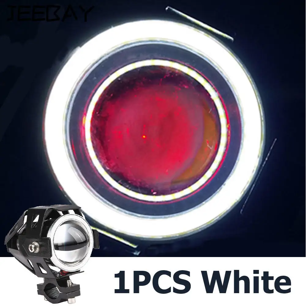 White JEEBAY 1/2 шт. 125 Вт мотоцикл фар прожектор Moto U7 3000 мл мото вождения вспомогательный фара светодио дный DRL Вождения мотоцикл - Цвет: White