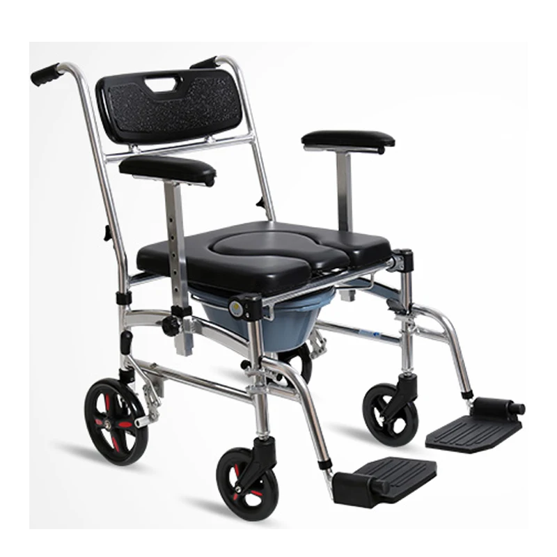 

Home care toilet chair medical adults and elderly folding adjustable commode chair with wheels for disabled