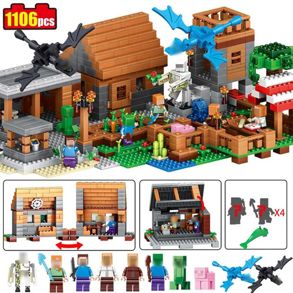MIKU 1106 шт My World Minecrafted строительный блок мой деревенский кирпич совместимый лего