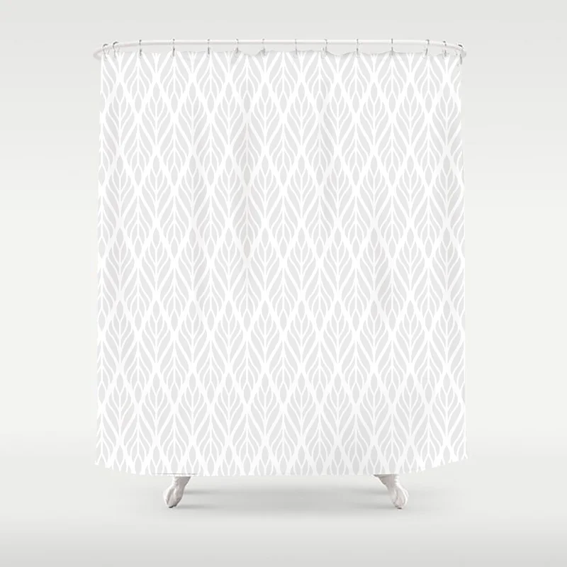 Grey and White Modern Minimalistic Shower Curtain With Hooks, Funny