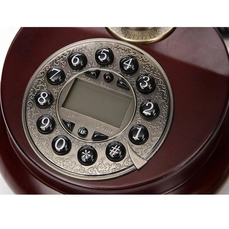 الخشب العتيقة الهاتف الثابت الهاتف خمر الهواتف الأرضية المجهزة telefone المنزل مع دعوة id للمنازل والمكاتب