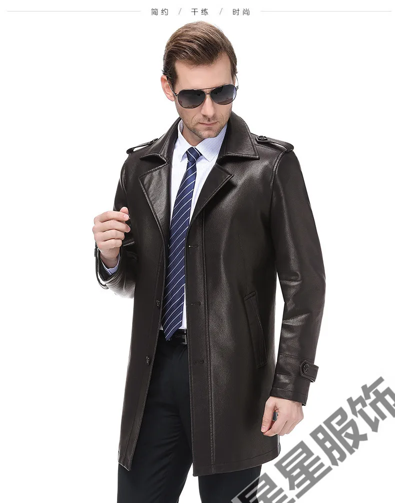 Плюс 8XL 6XL 5XL 4X мужские кожаные куртки из овчины мужская верхняя одежда куртки Осенняя Повседневная куртка Мужские Модные Длинные мужские кожаные куртки