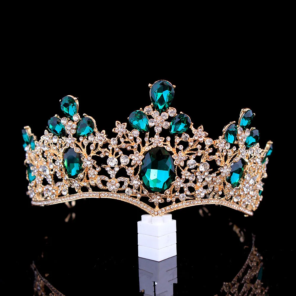 Барокко красочные Принцесса Кристалл Свадебные короны Кристальные тиары queen диадема дамы банданы для мужчин события аксессуары волос