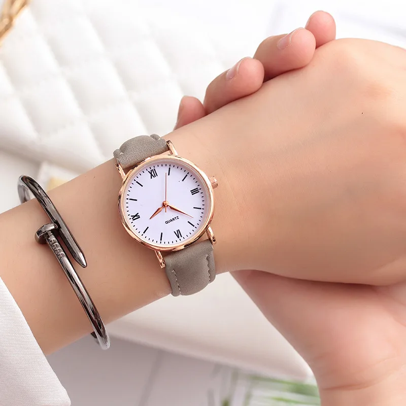 Casual Analog PU Leather Watches Children Wrist Watch Gift For Girls Simple Bracelet Quartz WristWatch Kids relogio infantil - Цвет: grey